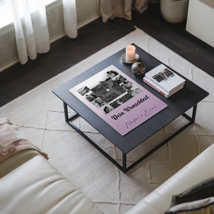 Personalisiertes Fotoboard Magnet Poster mit 10 Fotos Wunschtext und Karte in der Mitte Home Is Where Your Love Is