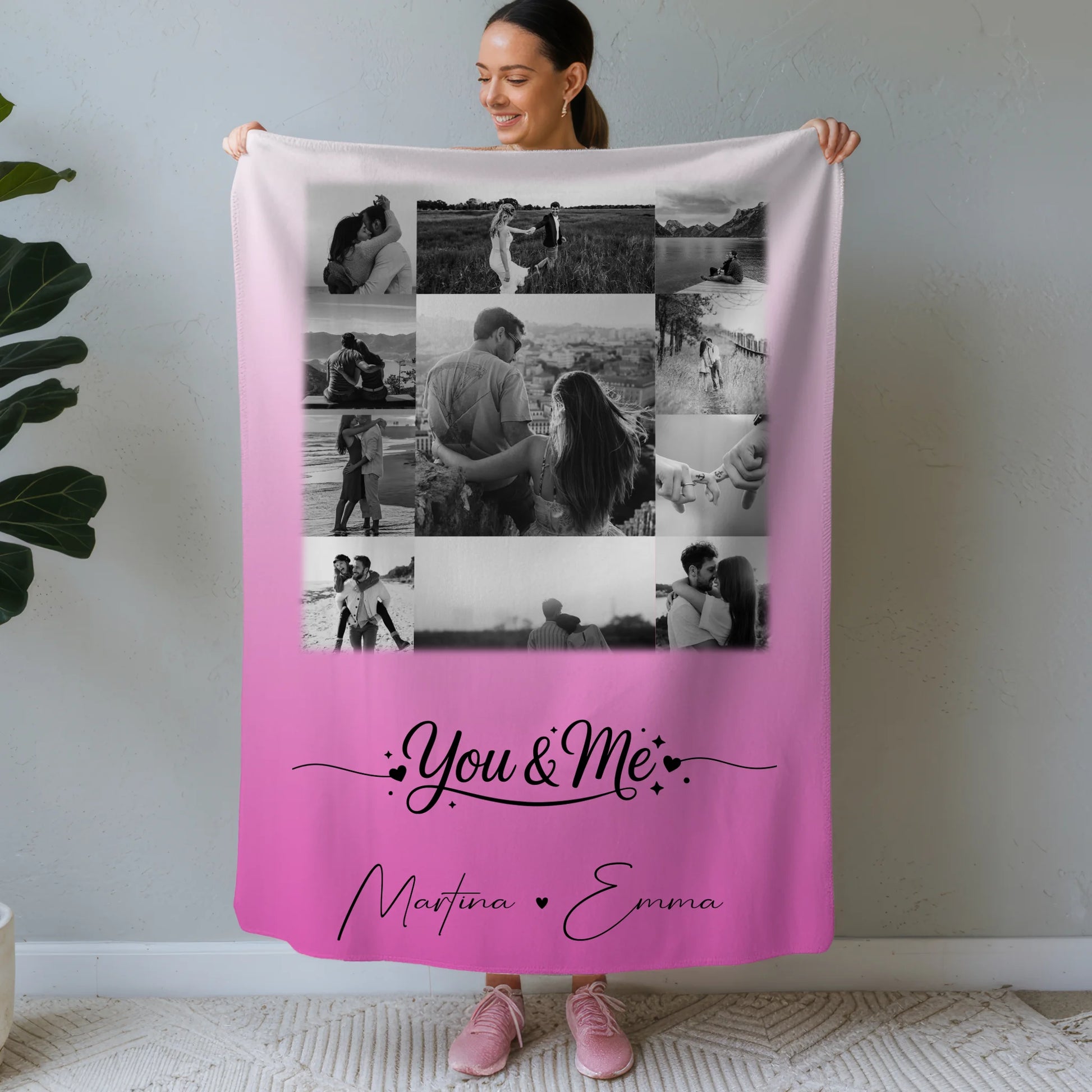 Personalisierte Kuscheldecke Mit Namen 11 Fotos You & Me Geschenk für Verliebte und Familie 1