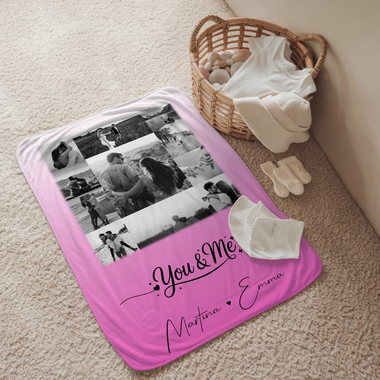 Personalisierte Kuscheldecke Mit Namen 11 Fotos You & Me Geschenk für Verliebte und Familie 2