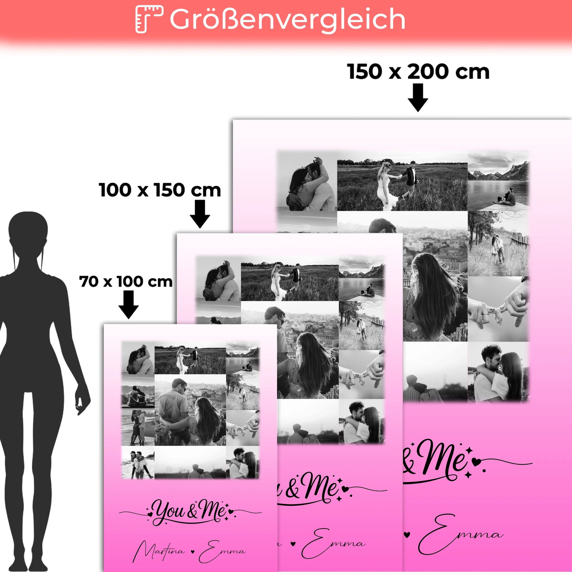 Personalisierte Kuscheldecke Mit Namen 11 Fotos You & Me Geschenk für Verliebte und Familie 5