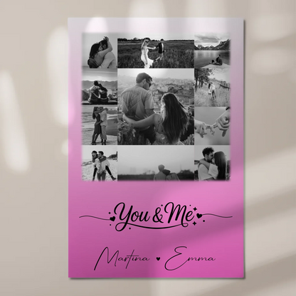 Personalisierte Fotoboard Magnet Wandbild mit 11 Fotos You & Me für individuelle Dekoration 1
