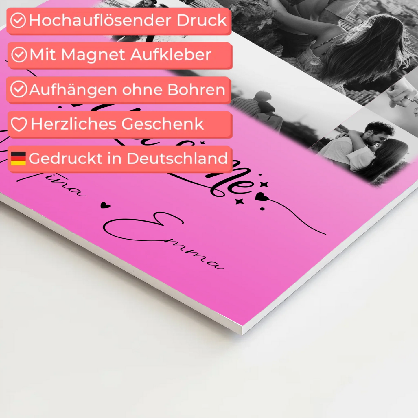 Personalisierte Fotoboard Magnet Wandbild mit 11 Fotos You & Me für individuelle Dekoration 4