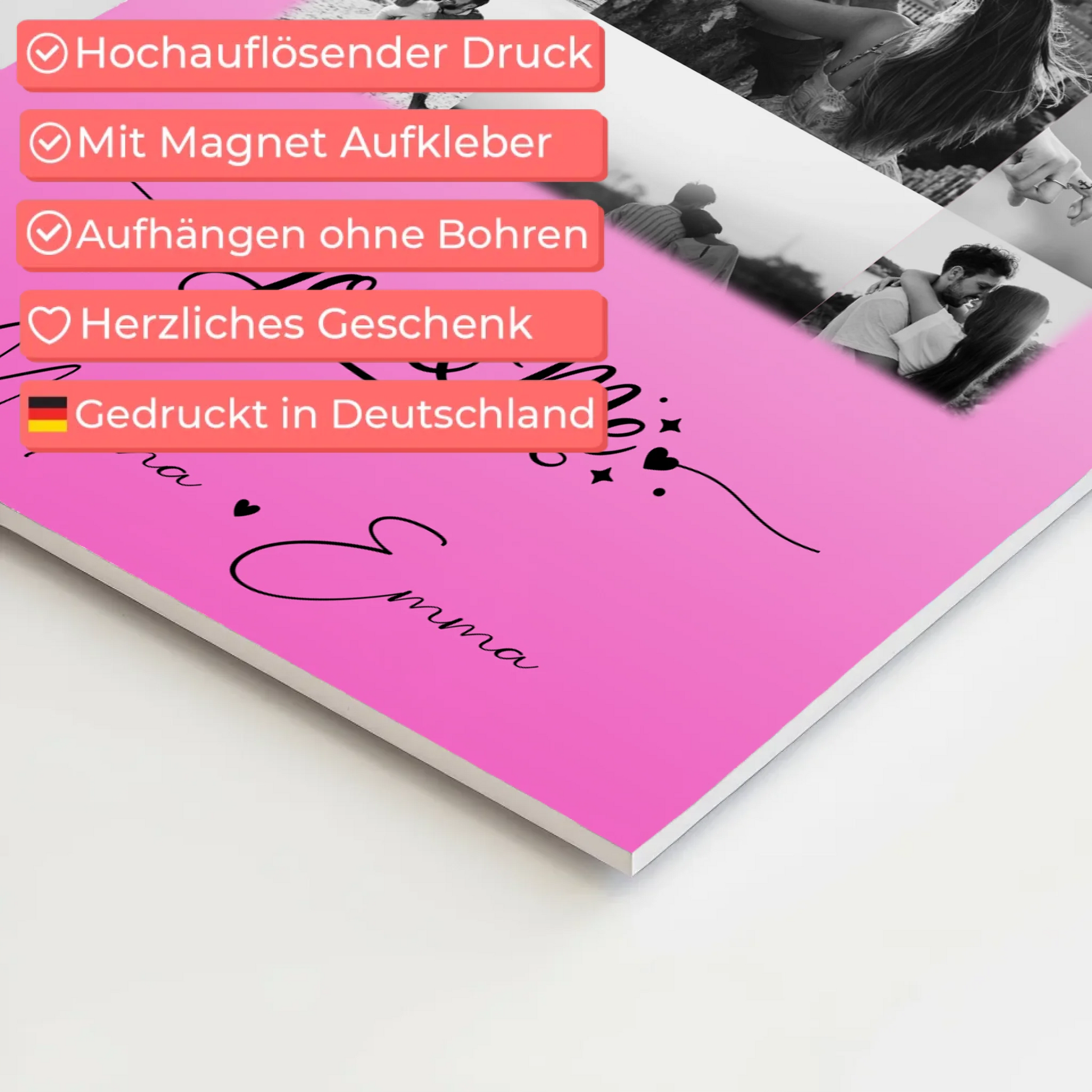 Personalisierte Fotoboard Magnet Wandbild mit 11 Fotos You & Me für individuelle Dekoration 10