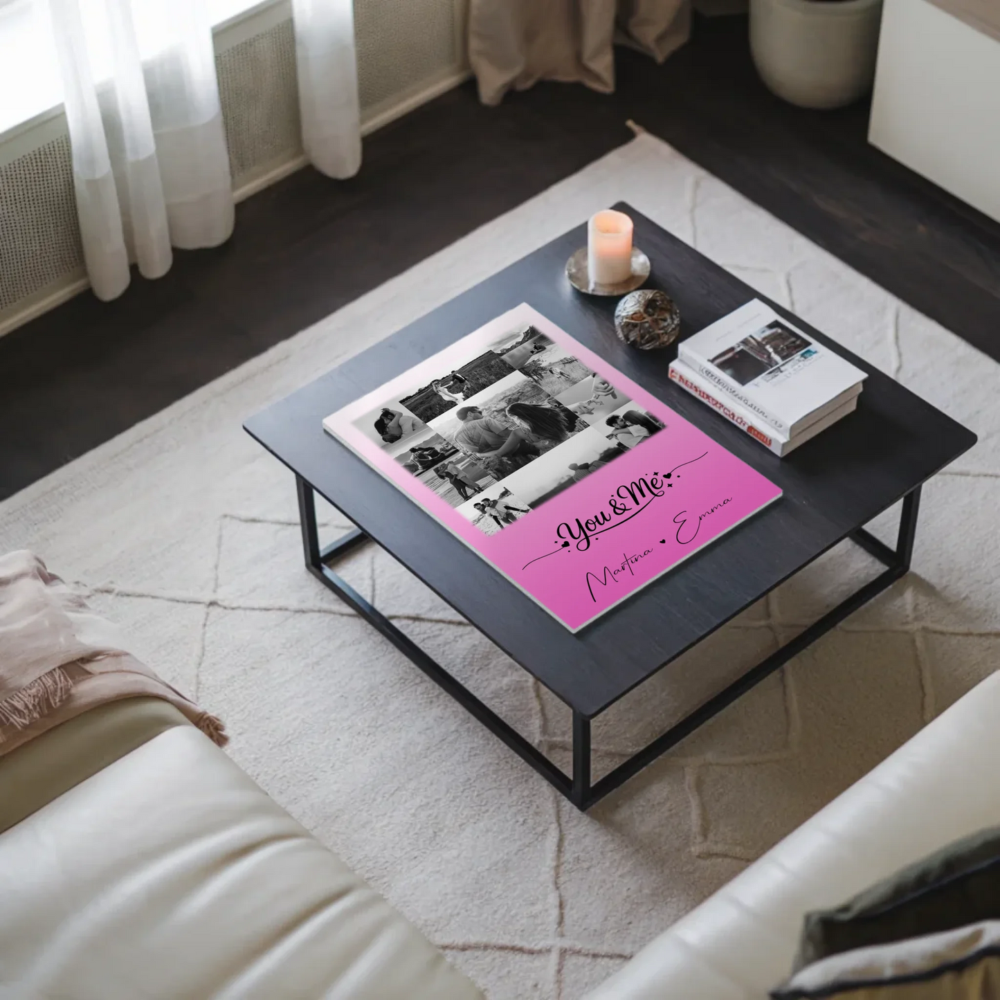 Personalisierte Fotoboard Magnet Wandbild mit 11 Fotos You & Me für individuelle Dekoration