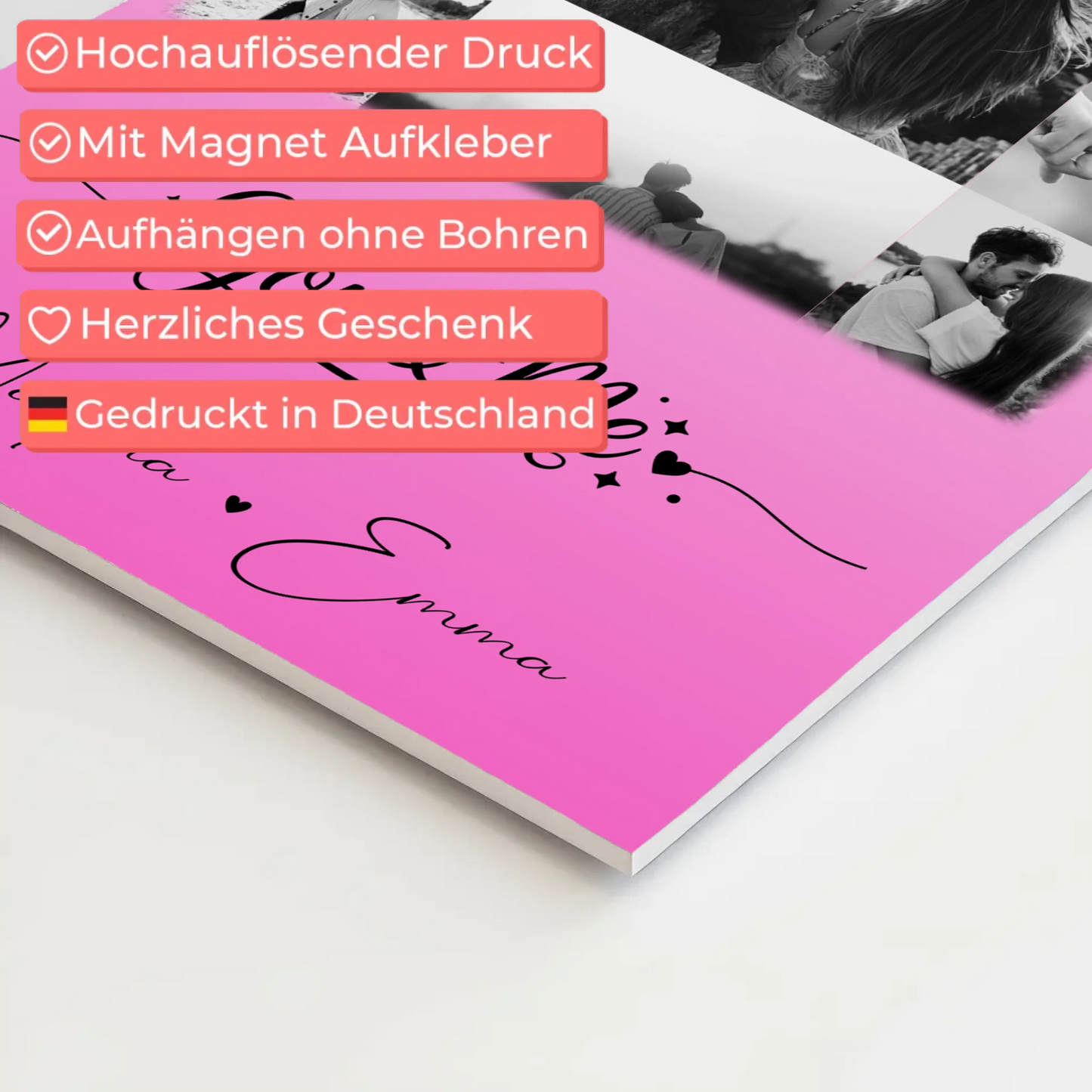 Personalisierte Fotoboard Magnet Wandbild mit 11 Fotos You & Me für individuelle Dekoration