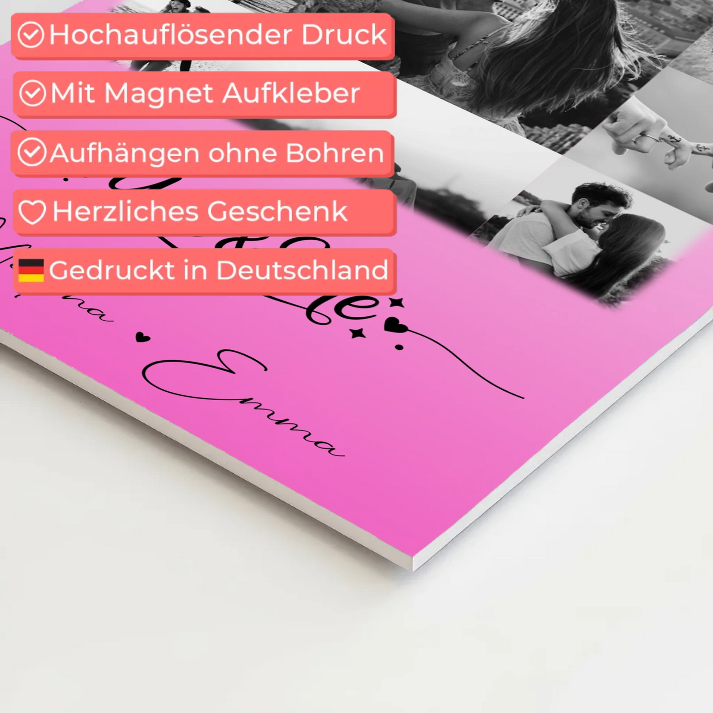 Personalisierte Fotoboard Magnet Wandbild mit 11 Fotos You & Me für individuelle Dekoration