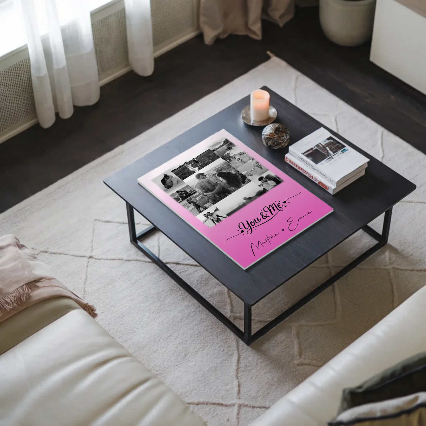 Personalisierte Fotoboard Magnet Wandbild mit 11 Fotos You & Me für individuelle Dekoration