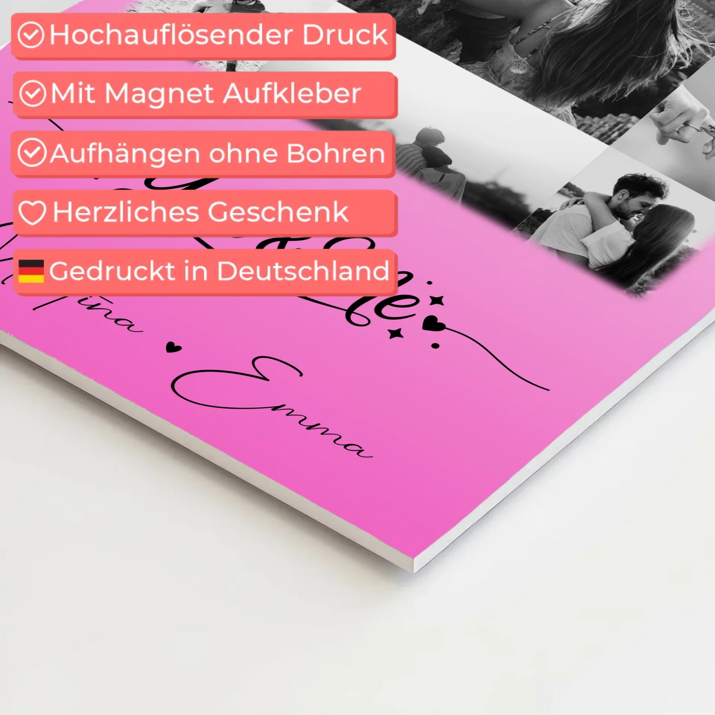 Personalisierte Fotoboard Magnet Wandbild mit 11 Fotos You & Me für individuelle Dekoration