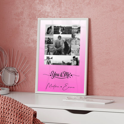 Partner Poster Personalisiert You & Me Fotocollage mit 11 Fotos als Liebesgeschenk