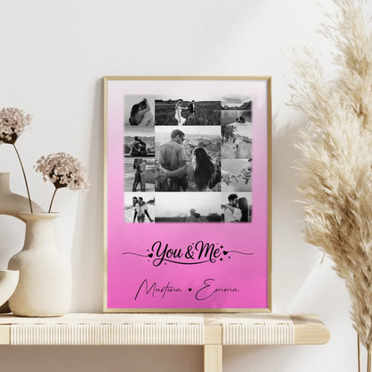 Partner Poster Personalisiert You & Me Fotocollage mit 11 Fotos als Liebesgeschenk