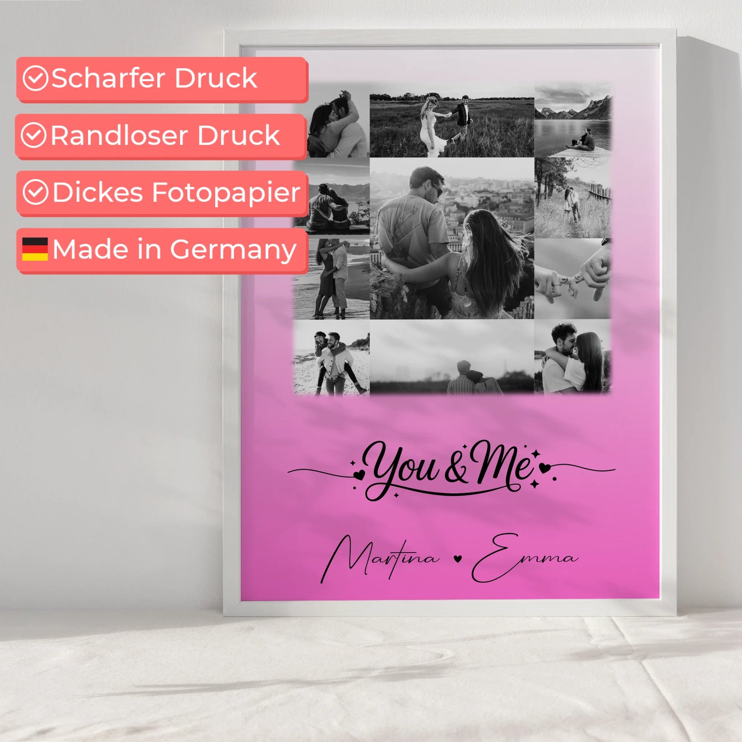 Partner Poster Personalisiert You & Me Fotocollage mit 11 Fotos als Liebesgeschenk