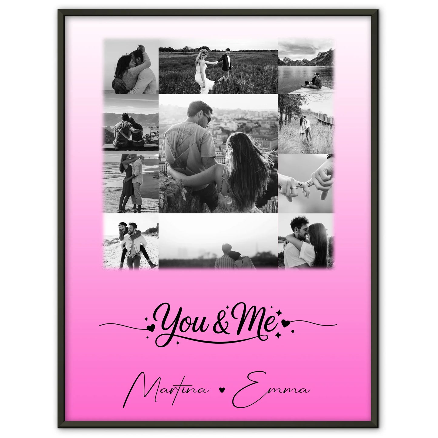 Partner Poster Personalisiert You & Me Fotocollage mit 11 Fotos als Liebesgeschenk