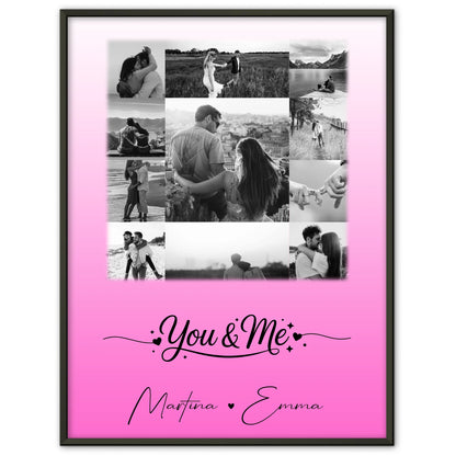 Partner Poster Personalisiert You & Me Fotocollage mit 11 Fotos als Liebesgeschenk