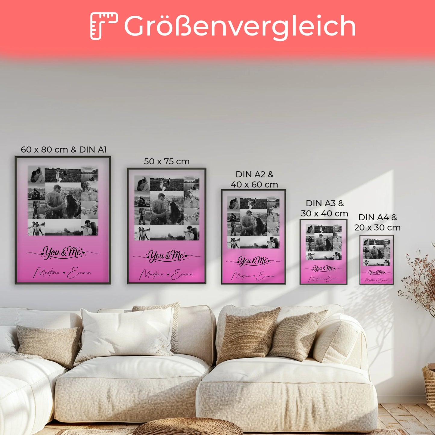 Partner Poster Personalisiert You & Me Fotocollage mit 11 Fotos als Liebesgeschenk