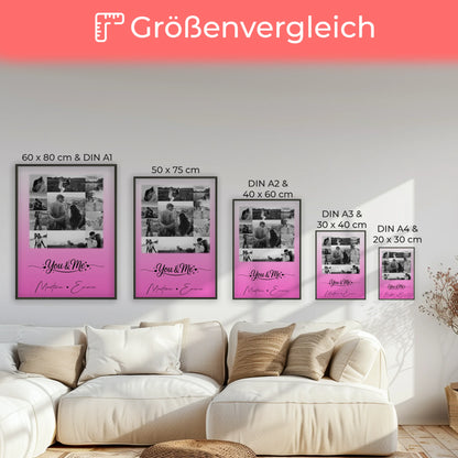 Partner Poster Personalisiert You & Me Fotocollage mit 11 Fotos als Liebesgeschenk