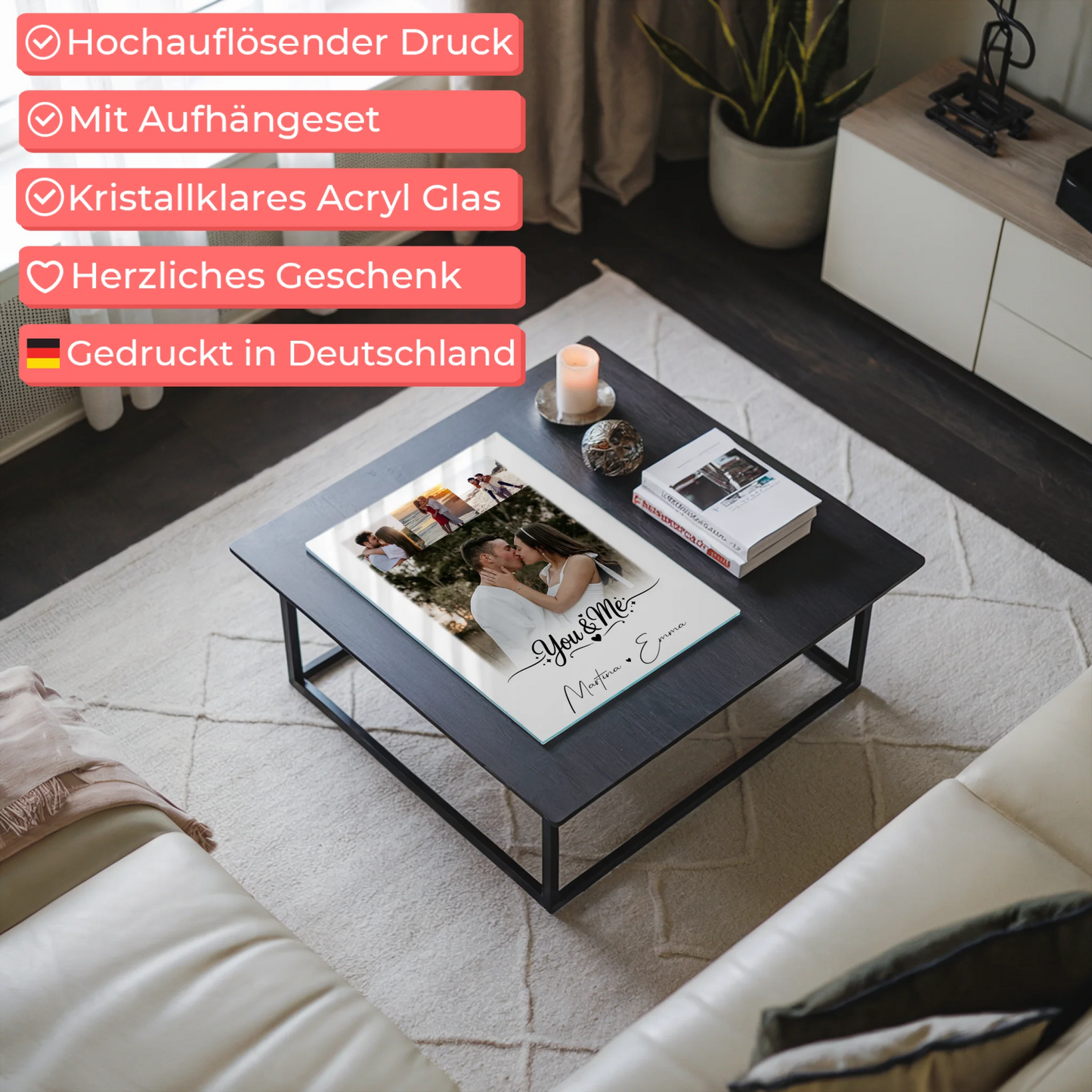 Acrylglas Mit Foto 4 Fotos You Me personalisiertes Geschenk für Paare