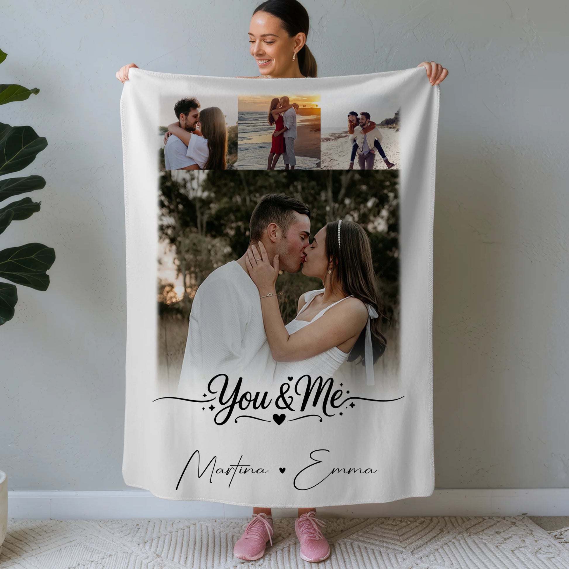 Kuscheldecke Mit Namen 4 Fotos You & Me Personalisiertes Geschenk 1