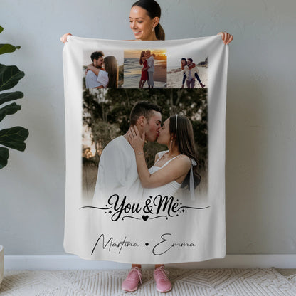 Kuscheldecke Mit Namen 4 Fotos You & Me Personalisiertes Geschenk 1