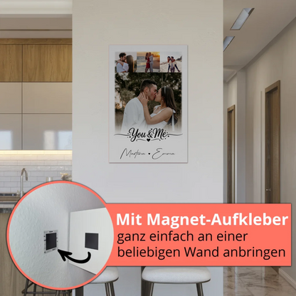 Personalisiertes Fotoboard Magnet Wandbild mit 4 Fotos You & Me 5