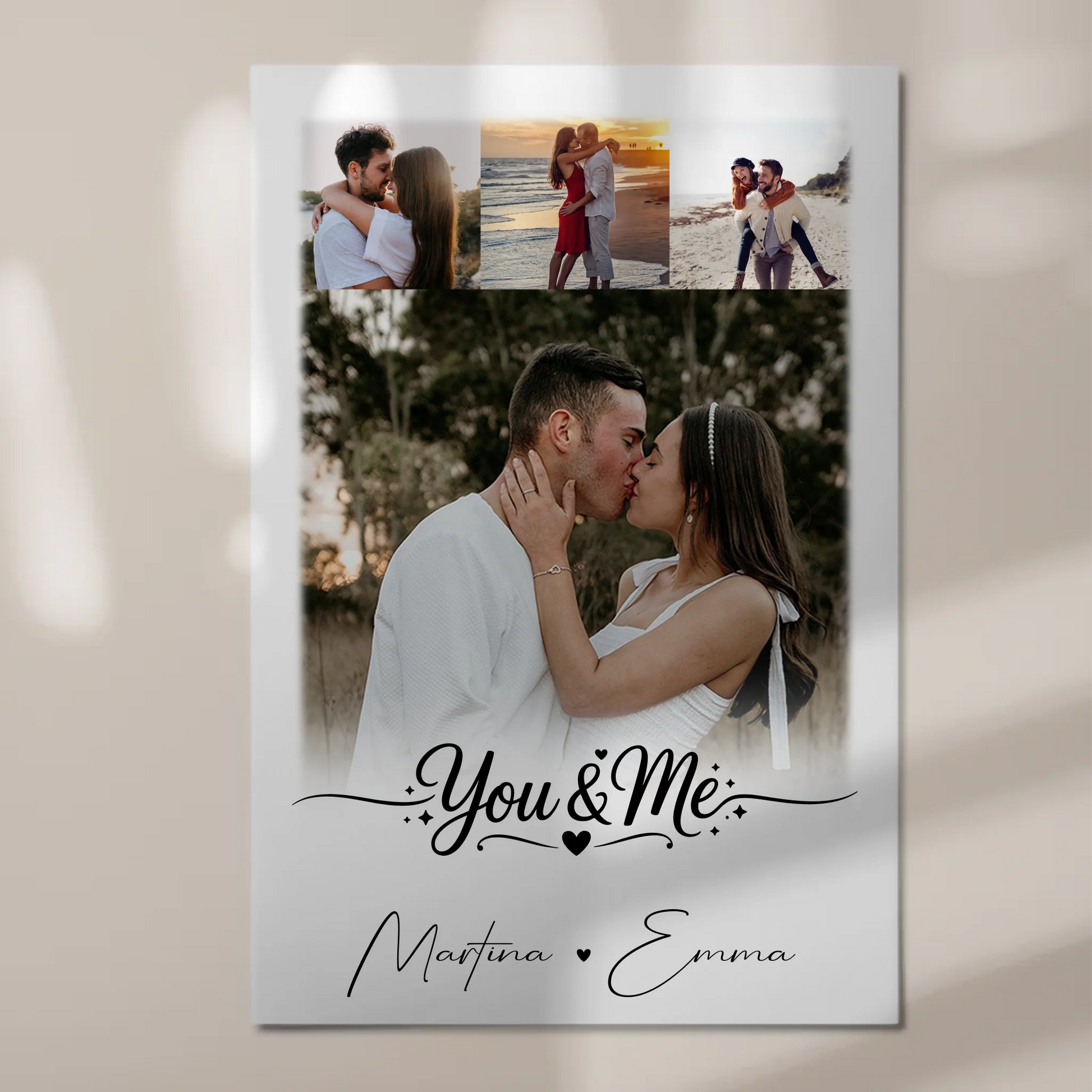 Personalisiertes Fotoboard Magnet Wandbild mit 4 Fotos You & Me 1