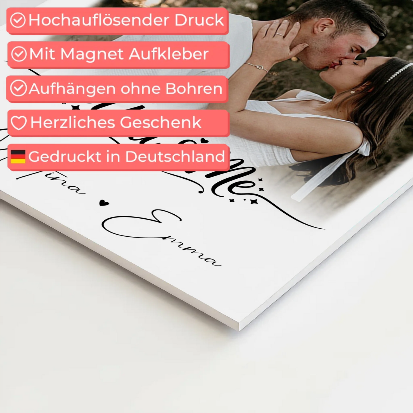 Personalisiertes Fotoboard Magnet Wandbild mit 4 Fotos You & Me 4