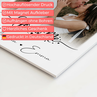 Personalisiertes Fotoboard Magnet Wandbild mit 4 Fotos You & Me