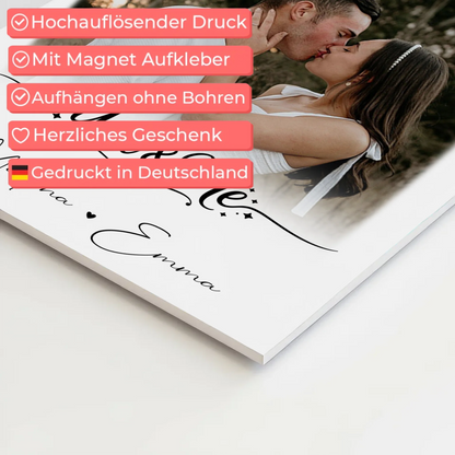 Personalisiertes Fotoboard Magnet Wandbild mit 4 Fotos You & Me