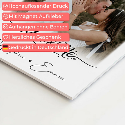 Personalisiertes Fotoboard Magnet Wandbild mit 4 Fotos You & Me