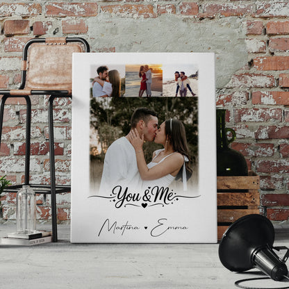Leinwandbild Paar 4 Fotos You & Me personalisiertes Geschenk für Paare