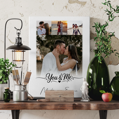 Leinwandbild Paar 4 Fotos You & Me personalisiertes Geschenk für Paare