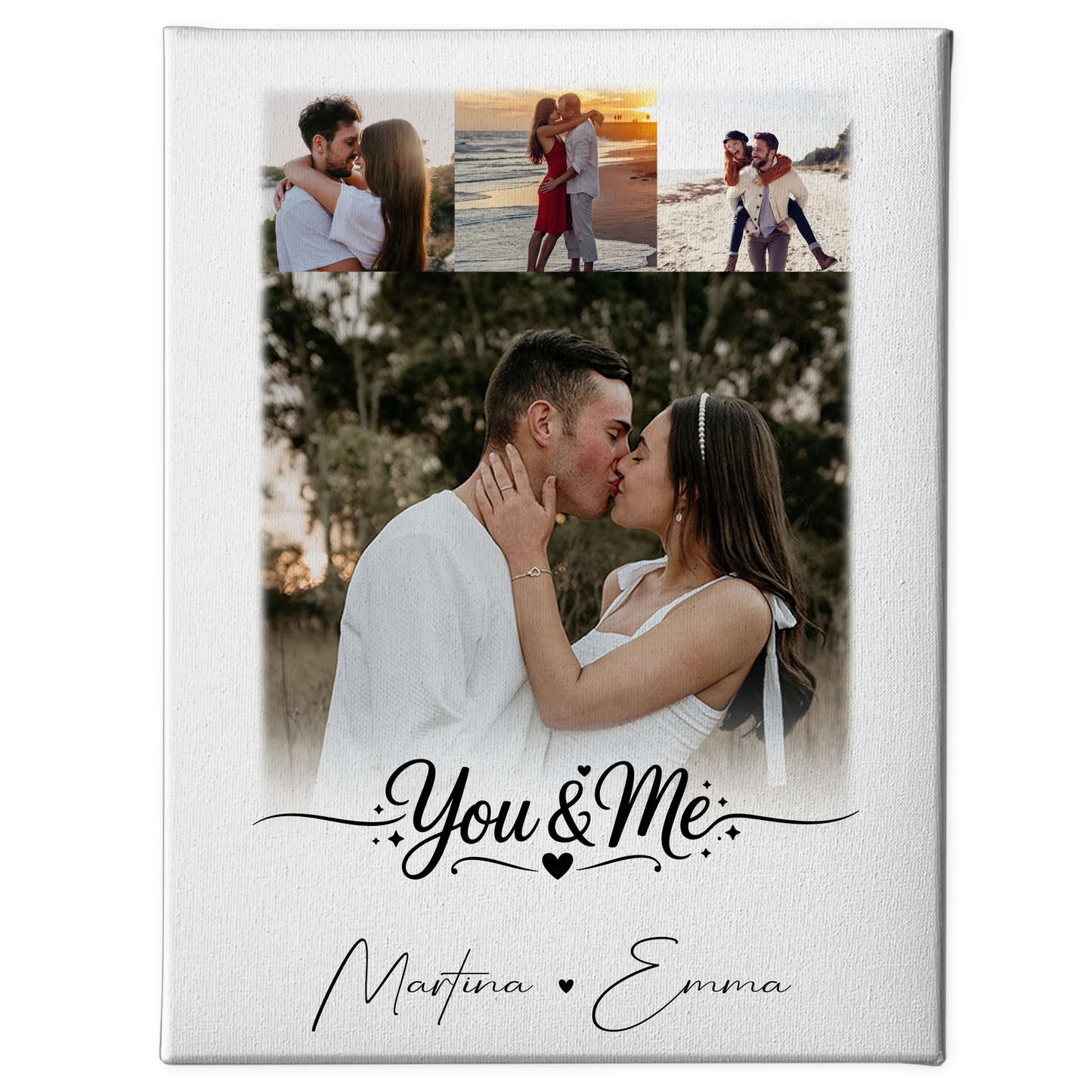 Leinwandbild Paar 4 Fotos You & Me personalisiertes Geschenk für Paare