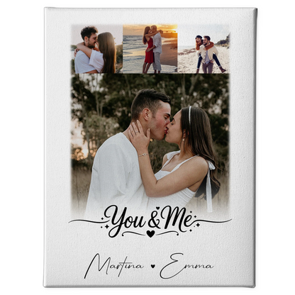 Leinwandbild Paar 4 Fotos You & Me personalisiertes Geschenk für Paare