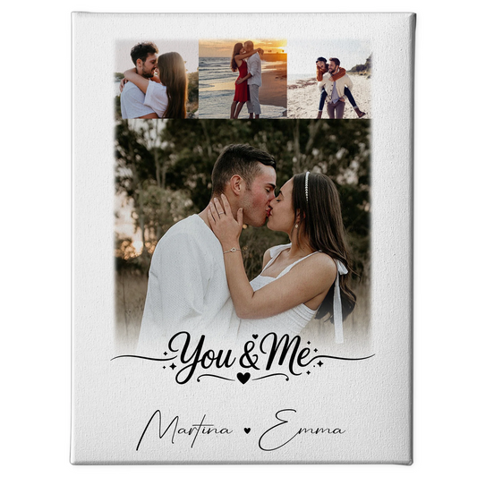 Leinwandbild Paar 4 Fotos You & Me personalisiertes Geschenk für Paare