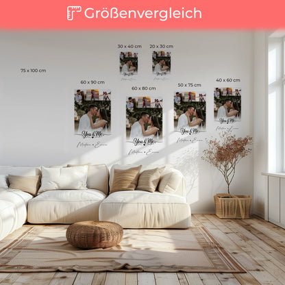 Leinwandbild Paar 4 Fotos You & Me personalisiertes Geschenk für Paare