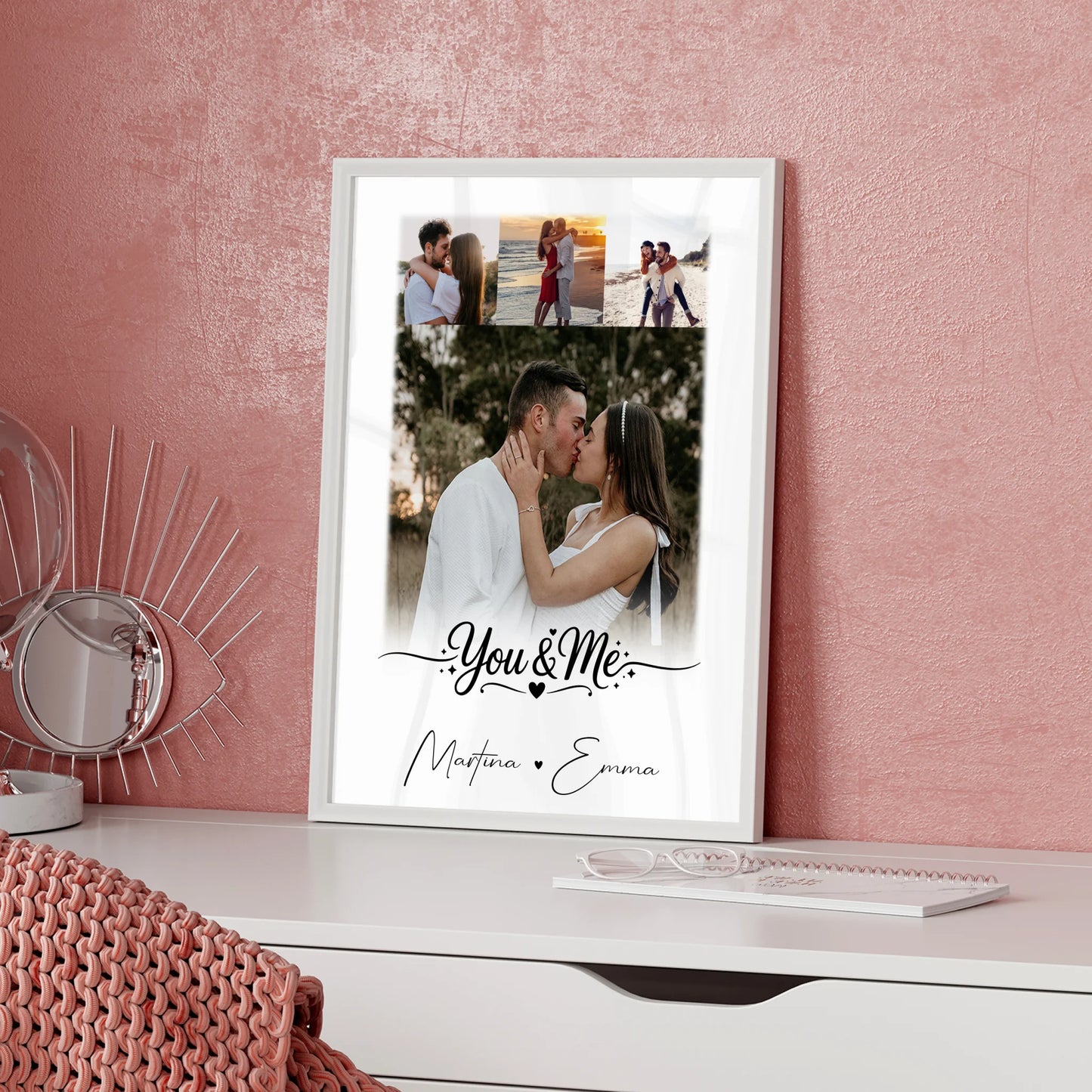 Liebesposter You und Me mit 4 Fotos personalisiert als Geschenk
