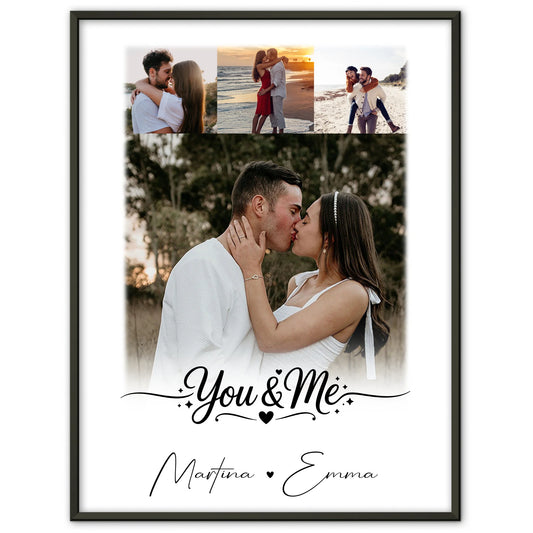 Liebesposter You und Me mit 4 Fotos personalisiert als Geschenk