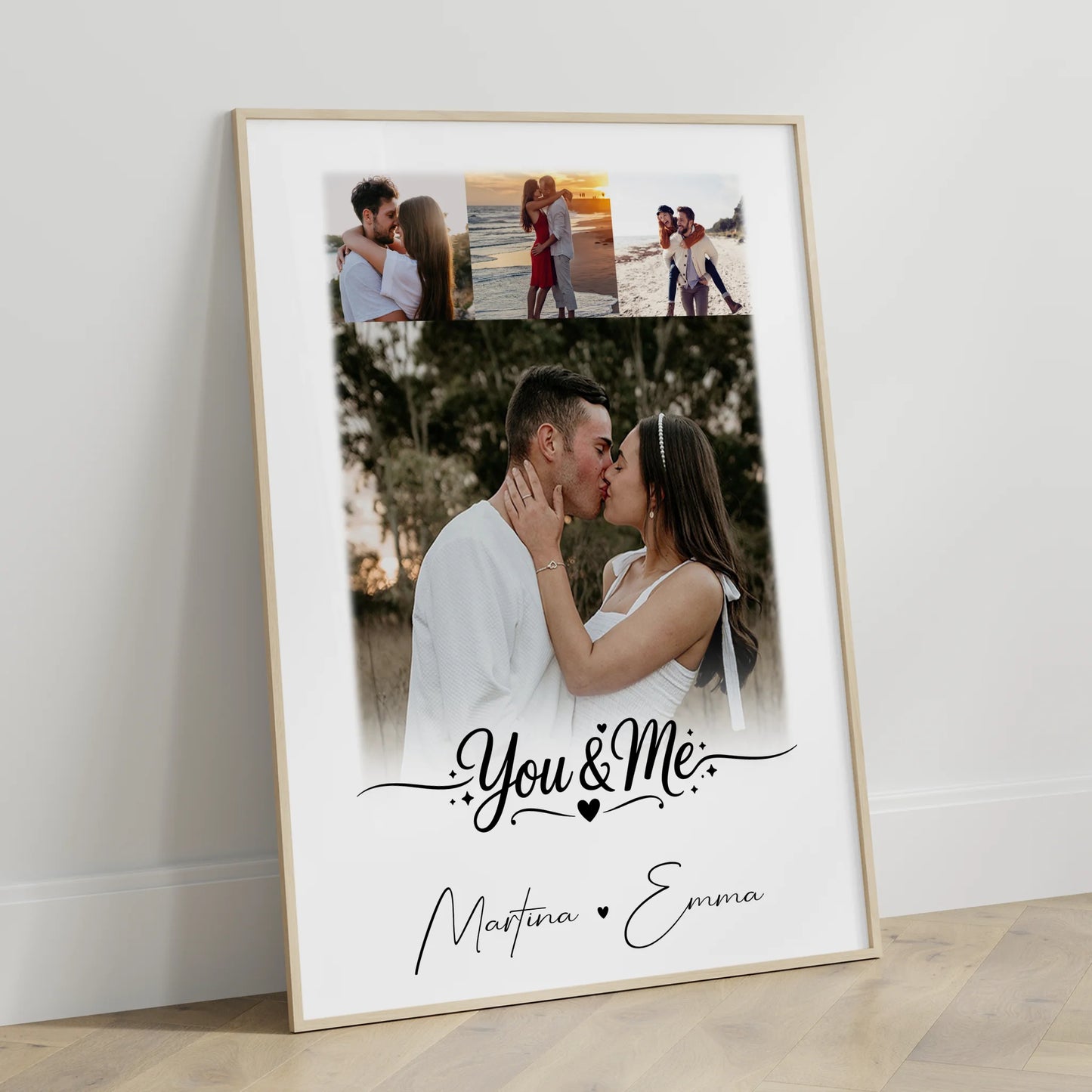 Liebesposter You und Me mit 4 Fotos personalisiert als Geschenk