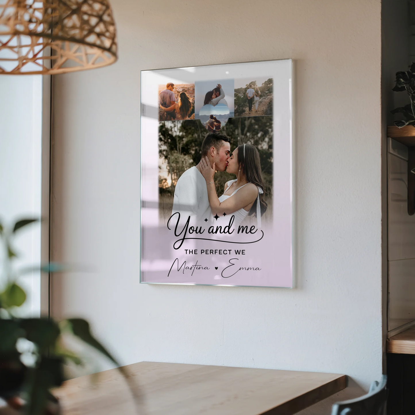 Personalisierte Geschenke mit Foto Mit Acrylglas 4 Fotos und 1 Herz für You and me The perfect we