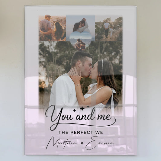 Personalisierte Geschenke mit Foto Mit Acrylglas 4 Fotos und 1 Herz für You and me The perfect we