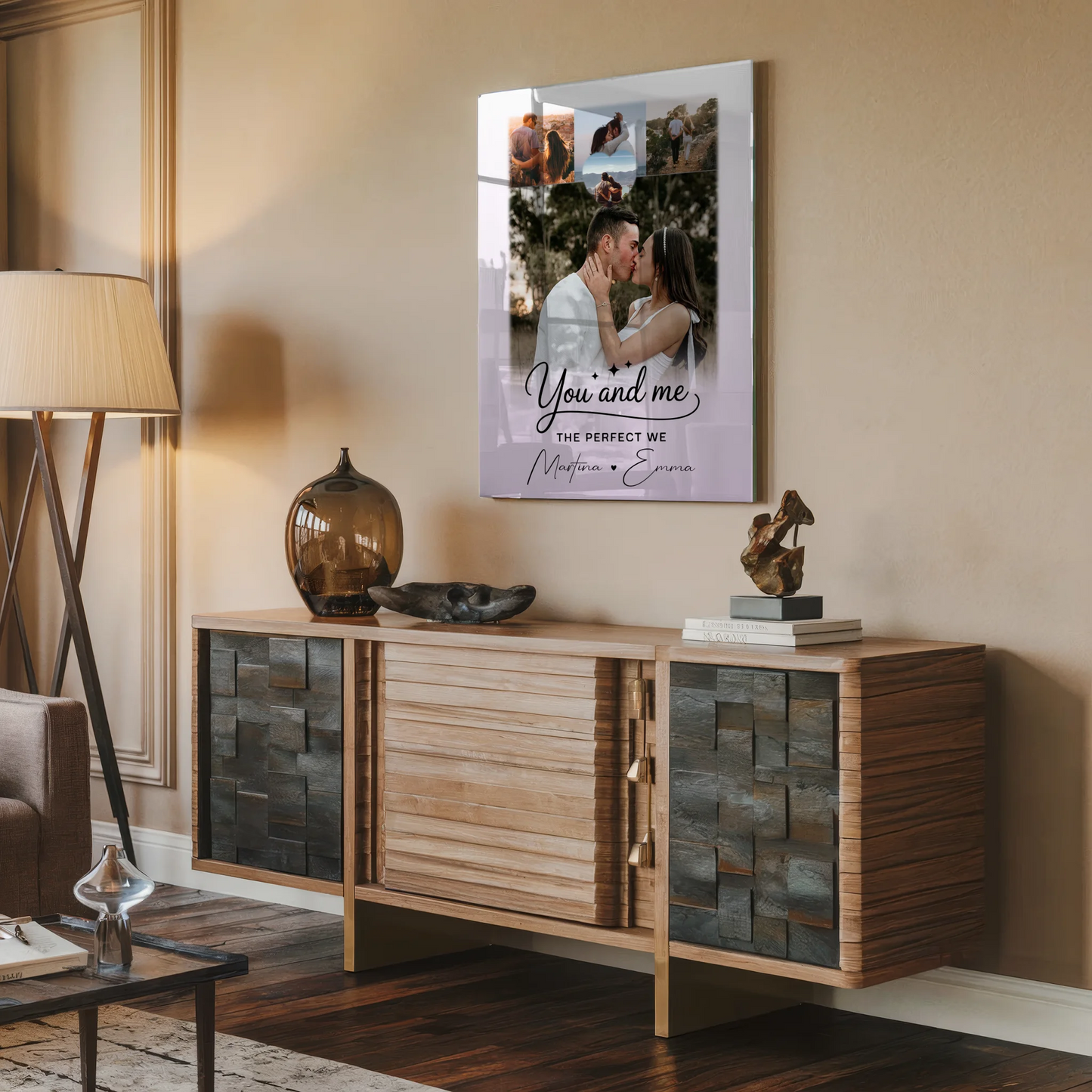 Personalisierte Geschenke mit Foto Mit Acrylglas 4 Fotos und 1 Herz für You and me The perfect we