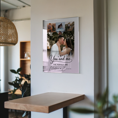 Personalisierte Geschenke mit Foto Mit Acrylglas 4 Fotos und 1 Herz für You and me The perfect we