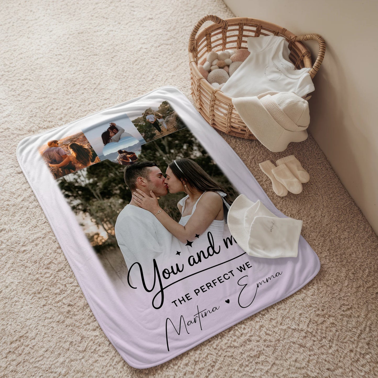 Personalisierte Kuscheldecke Mit Namen 4 Fotos und Herz You and me The perfect we 2