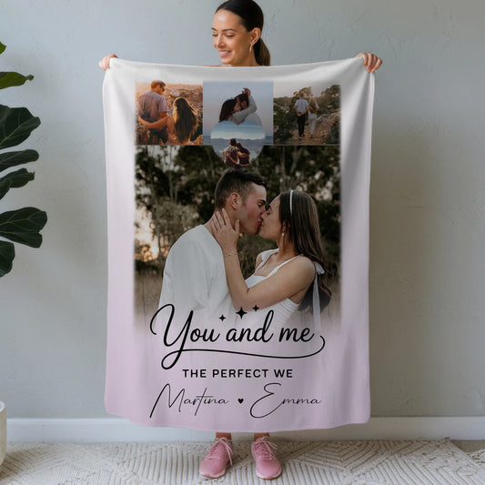 Personalisierte Kuscheldecke Mit Namen 4 Fotos und Herz You and me The perfect we 1