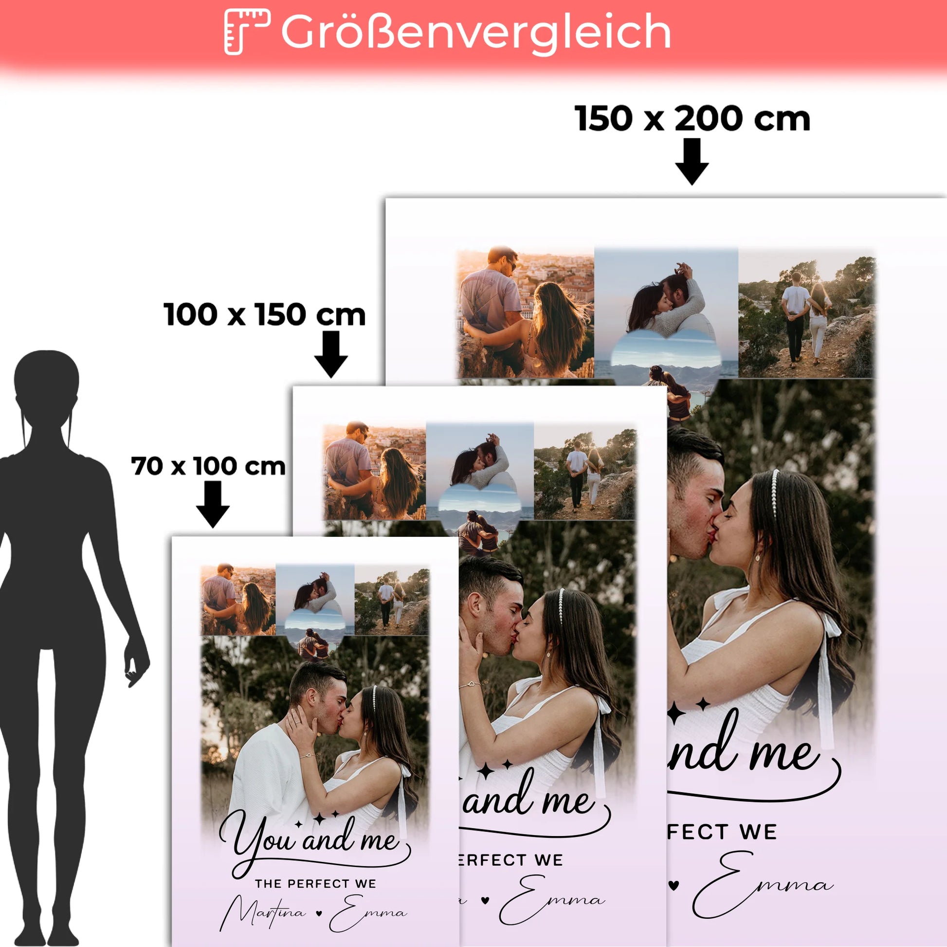 Personalisierte Kuscheldecke Mit Namen 4 Fotos und Herz You and me The perfect we 5