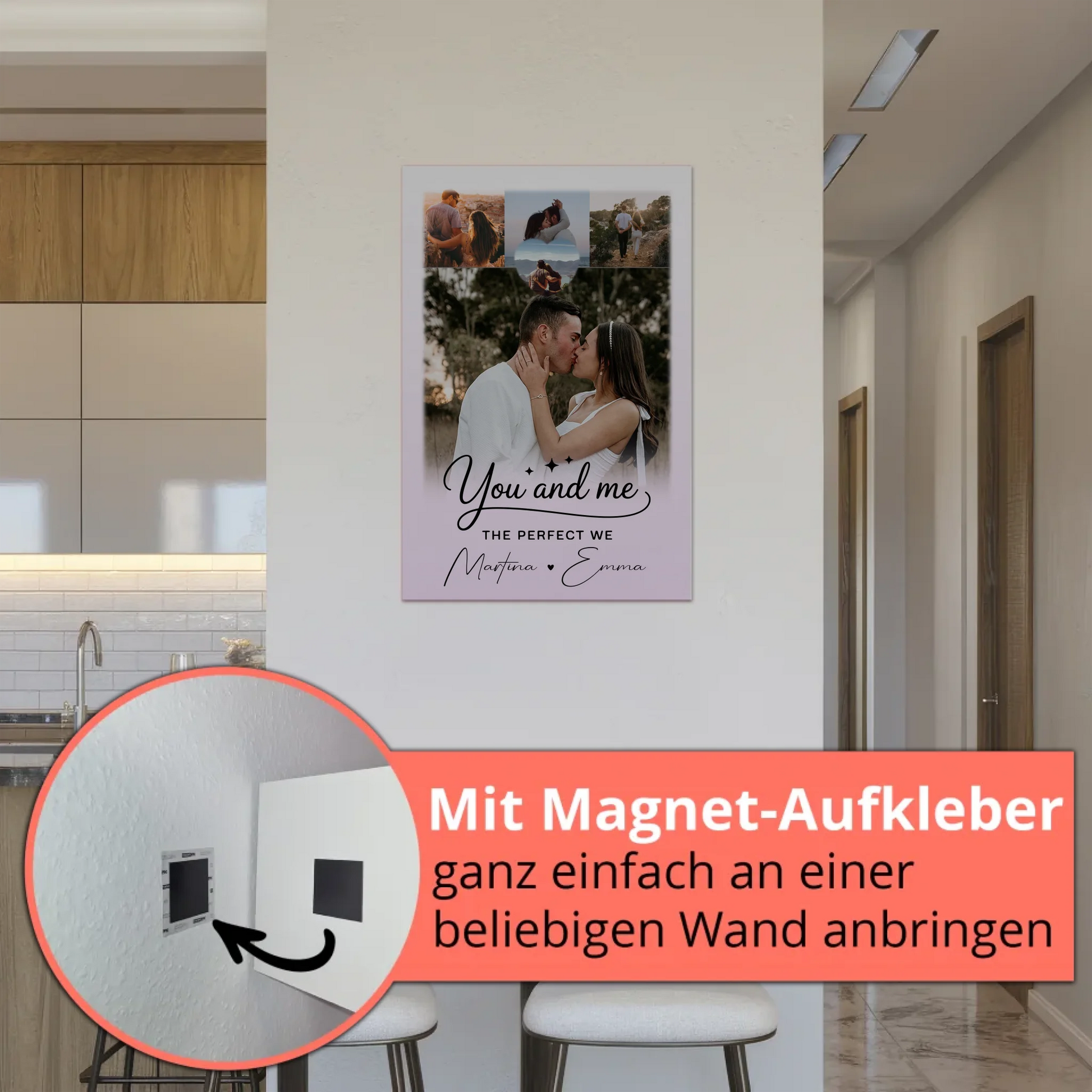Fotoboard Poster Magnetisch mit 4 Fotos und Herz für You and Me The Perfect We 5