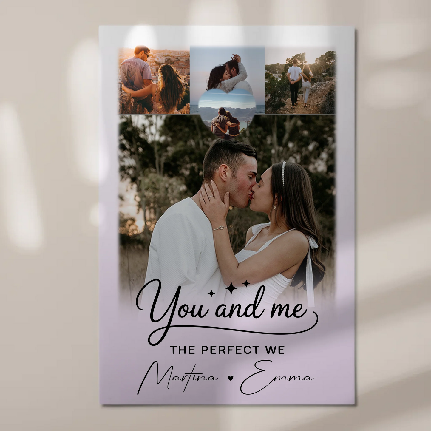 Fotoboard Poster Magnetisch mit 4 Fotos und Herz für You and Me The Perfect We