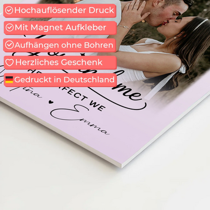 Fotoboard Poster Magnetisch mit 4 Fotos und Herz für You and Me The Perfect We