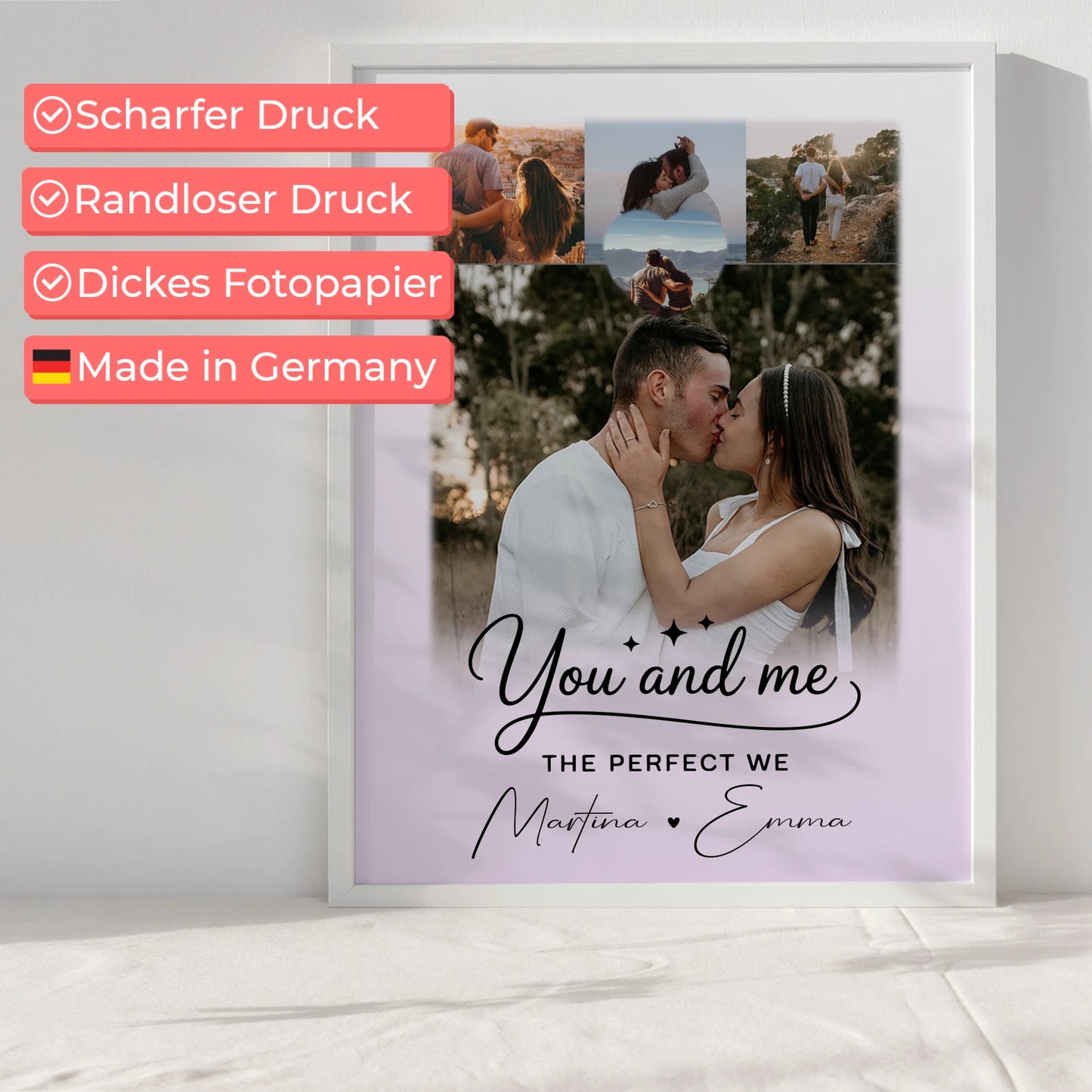 Liebesposter 4 Fotos und 1 Herz Foto You and me The perfect we