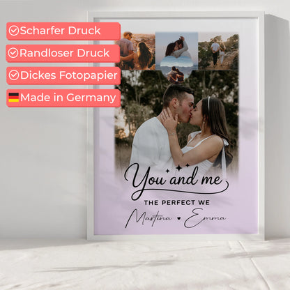 Liebesposter 4 Fotos und 1 Herz Foto You and me The perfect we