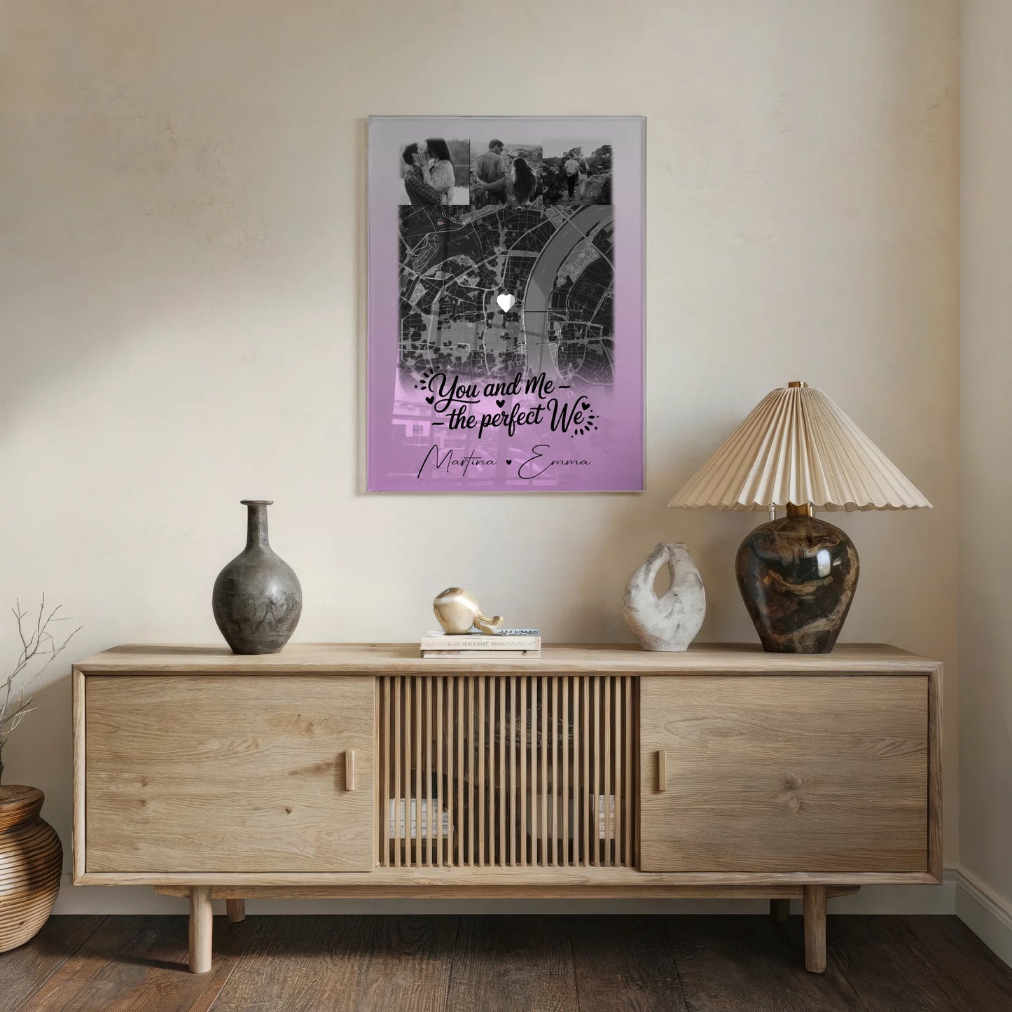 Personalisierte Acrylglas Mit Foto 4 Fotos und Karte You and me The perfect we